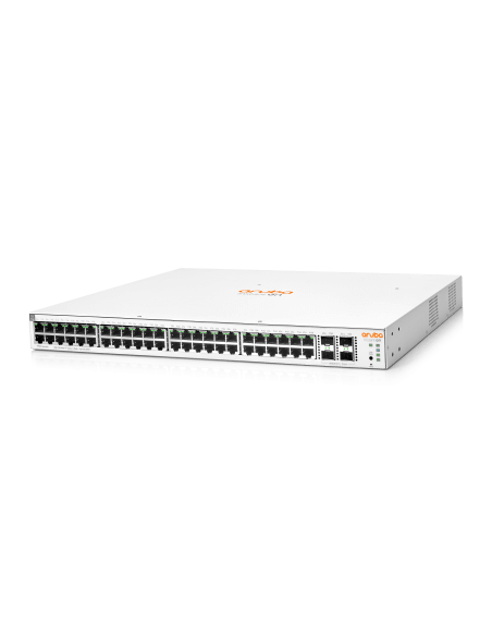 HPE Instant On 1930 48-Port Gb PoE Switch with 370W power supply, featuring multiple Ethernet ports and SFP slots.