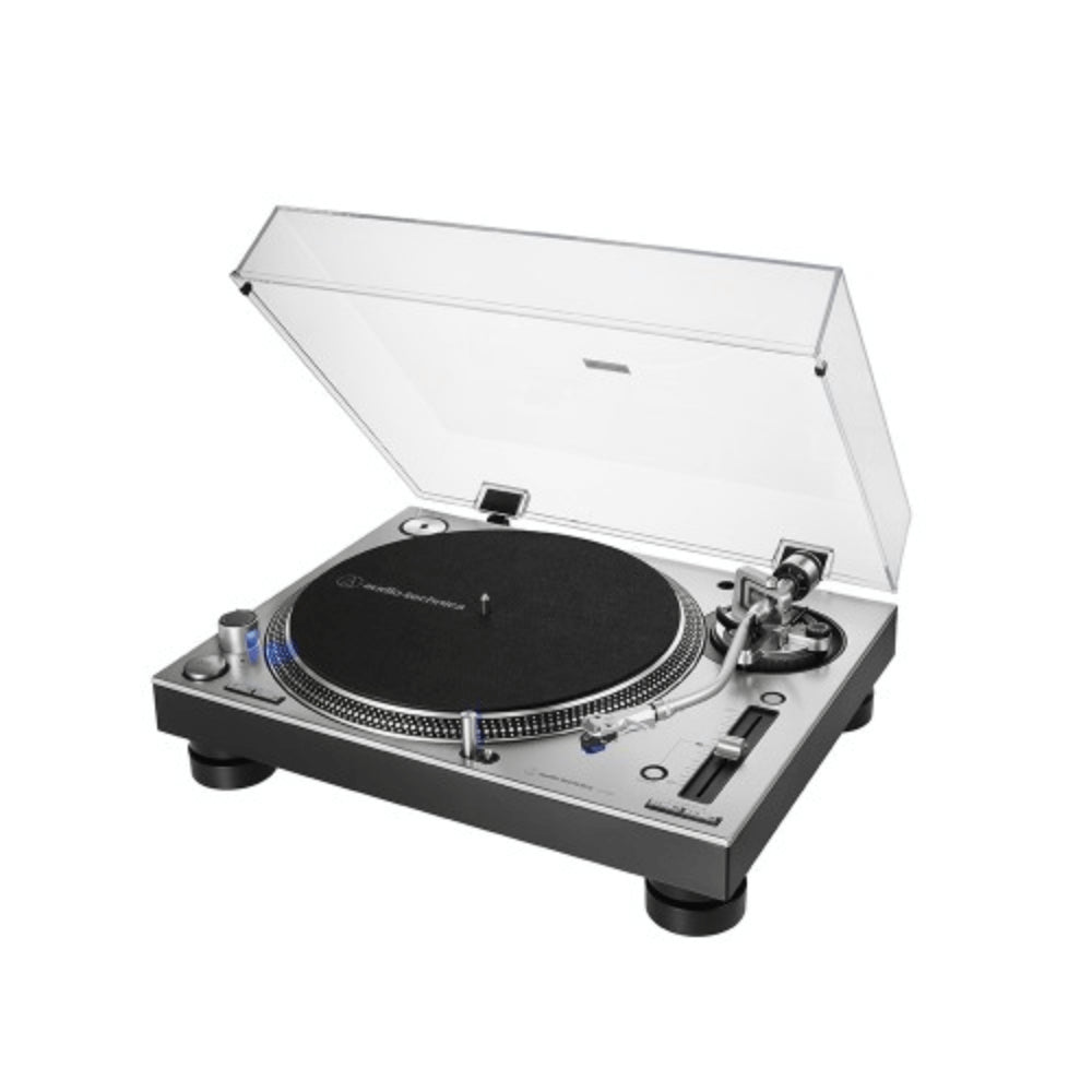Audio-Technica AT-LP140XPSVE Professional Direct-Drive DJ Turntable in Silver color.