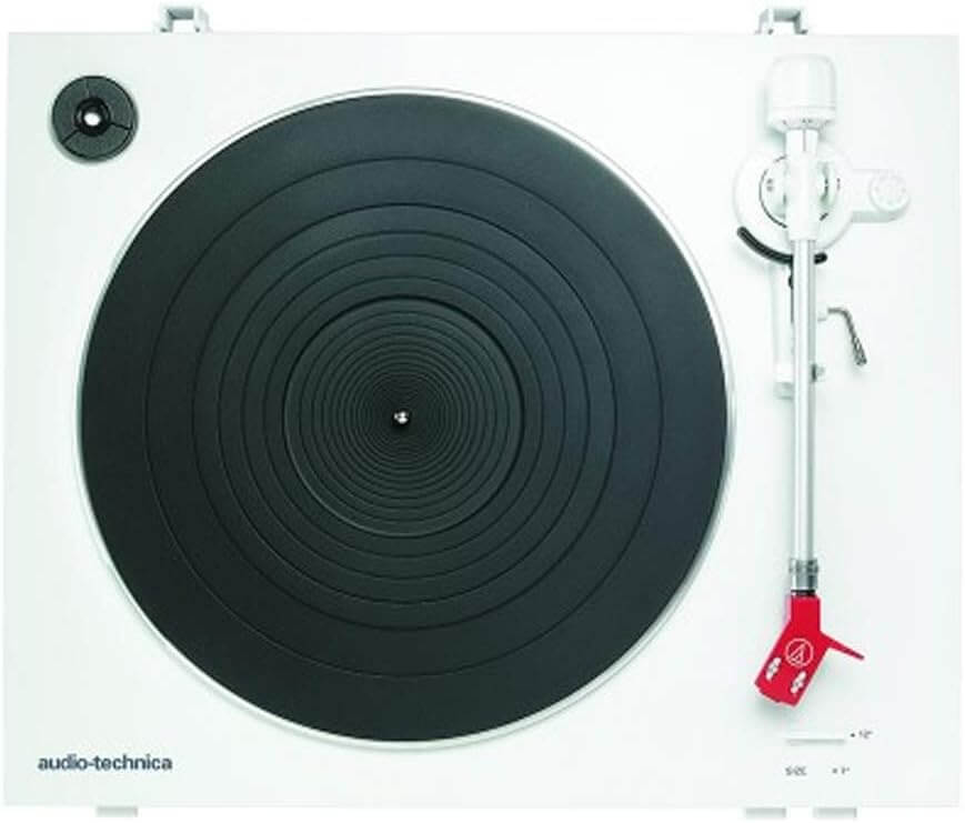 Audio-Technica AT-LP3WH Advanced Fully Automatic Belt-Drive Stereo Turntable in white color.