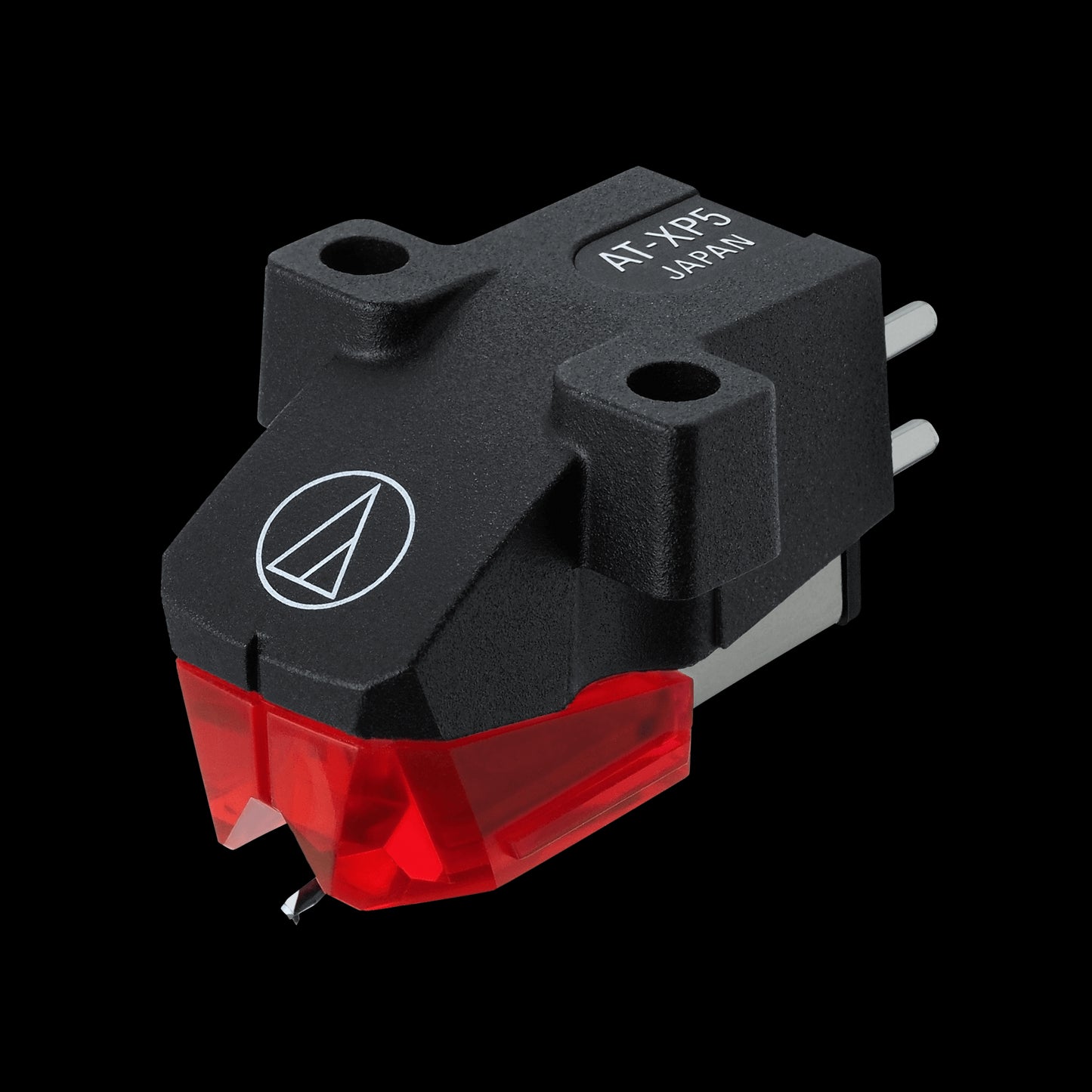 Audio-Technica AT-XP5 Audiophile DJ Cartridge featuring an elliptical stylus and a carbon fiber-reinforced ABS cantilever.