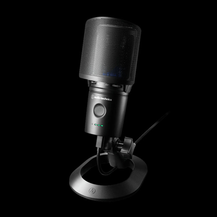 Audio-Technica AT2020USB-XP microphone with accessories, designed for enhanced USB streaming.