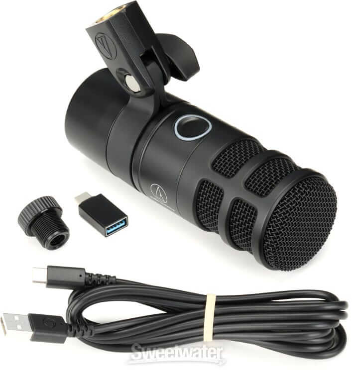Audio-Technica AT2040USB USB Dynamic Podcast Microphone on a white background