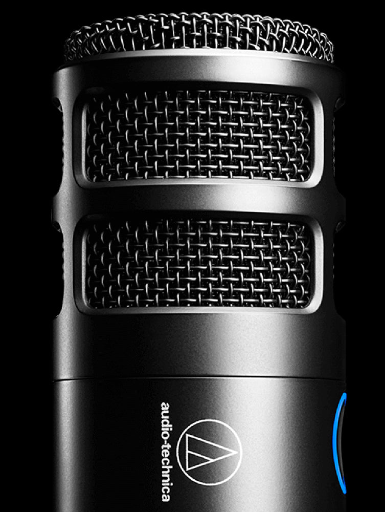 Audio-Technica AT2040USB USB Dynamic Podcast Microphone overview image showing the bottom view.