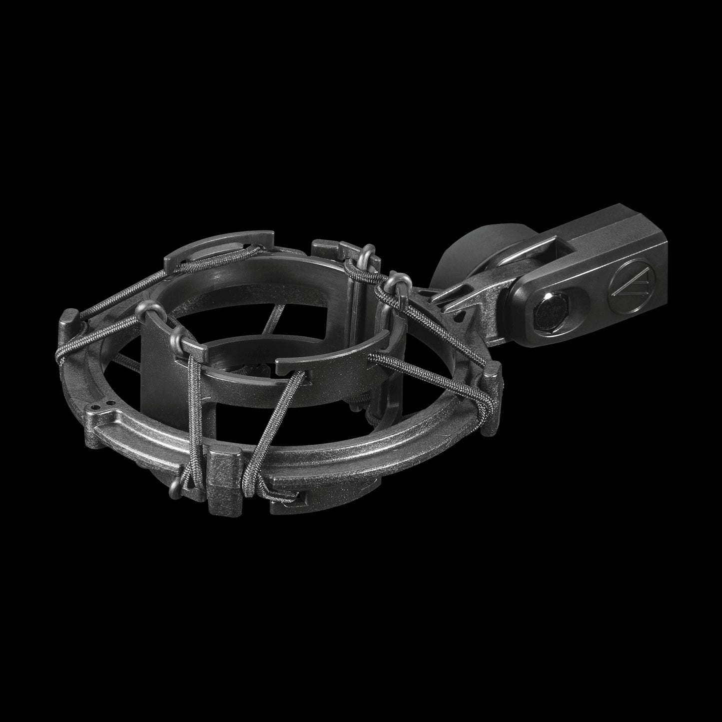 Audio-Technica AT8458a Shock Mount designed for AT2020, AT2035, AT2050, and AT3060 microphones, featuring a sturdy design for optimal microphone support.