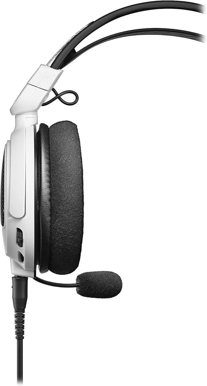 Audio-Technica ATH-GDL3WH Open-Back High-Fidelity Gaming Headset in white color, showcasing its design and features.