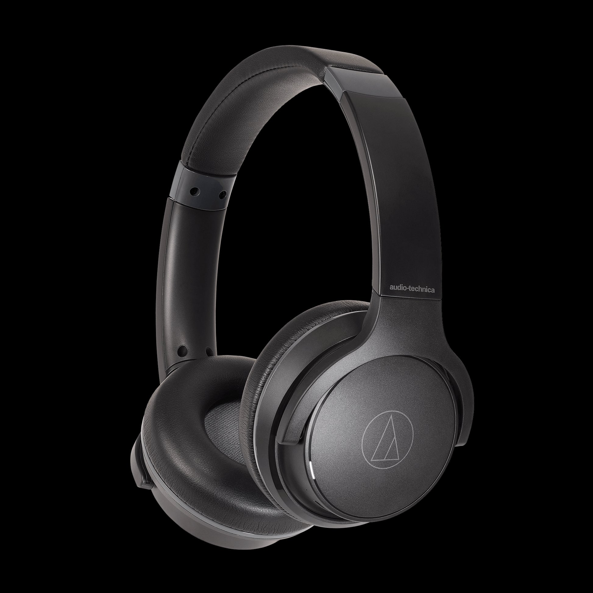 Audio-Technica ATH-S220BT-BK Lightweight Wireless Headphones in black color, showcasing sleek design and features.