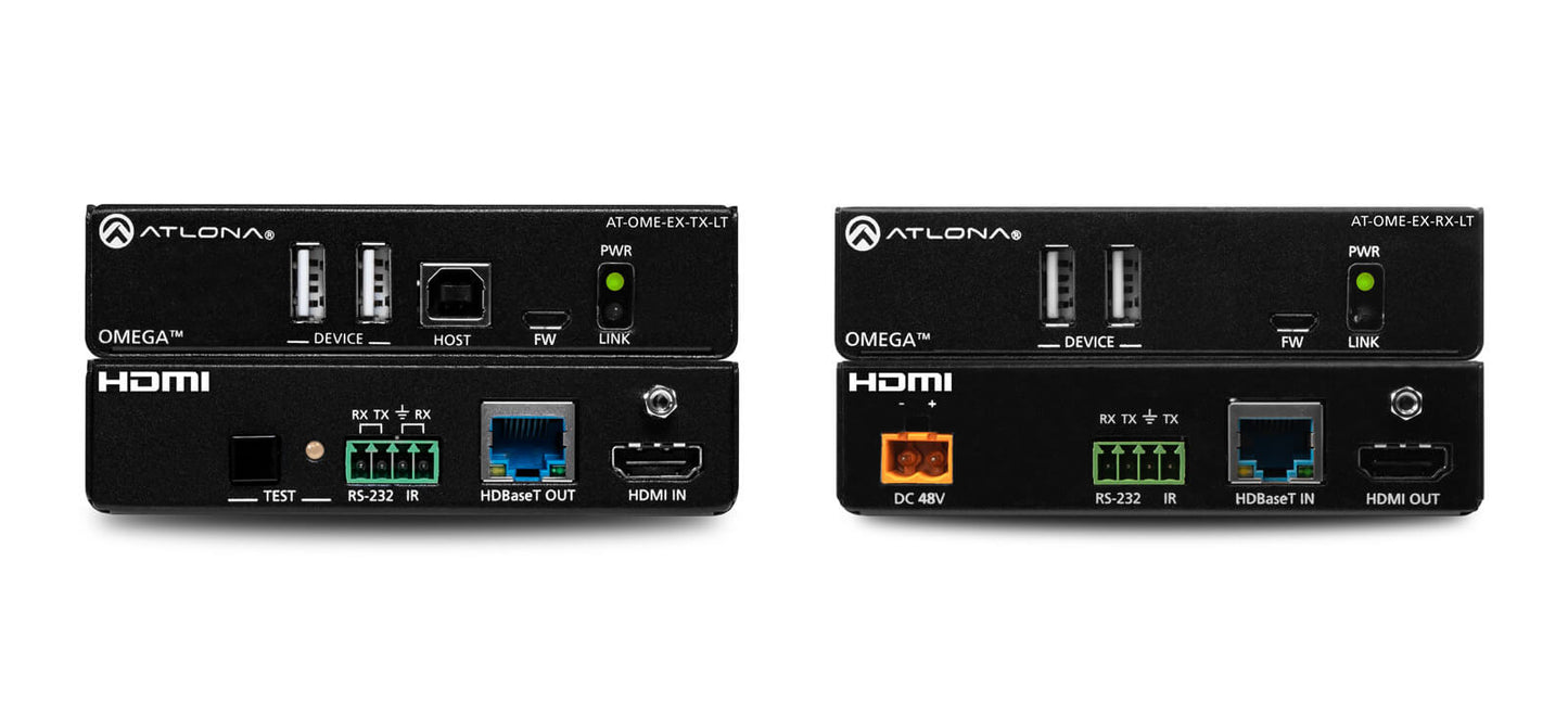 Atlona Omega 4K UHD HDMI Over HDBaseT TX RX Lite Extender Kit with USB, Control, and PoE