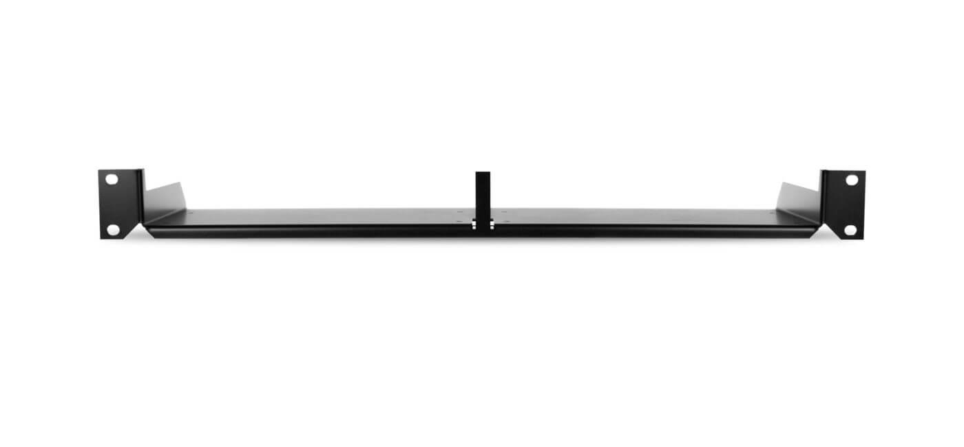Atlona 1U Rack Mount Shelf designed for OmniStream 1XX devices, showcasing a sleek and sturdy design suitable for rack installations.