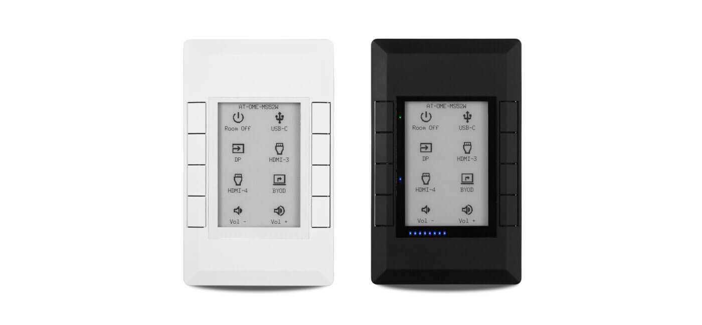 Atlona Velocity 8 Button Keypad Controller (AT-VKP-8E) image showcasing the sleek design and functionality for IP-based control in AV applications.
