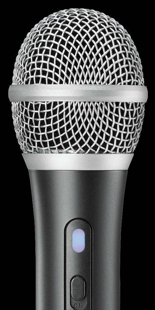 Audio-Technica ATR2100x-USB microphone showcasing its USB-C and XLR outputs.