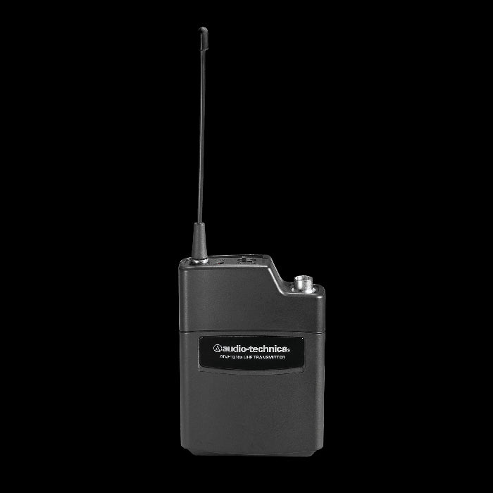 Audio-Technica ATW-210a 2000 Series UHF UniPak Bodypack Transmitter showing the device's design and features.