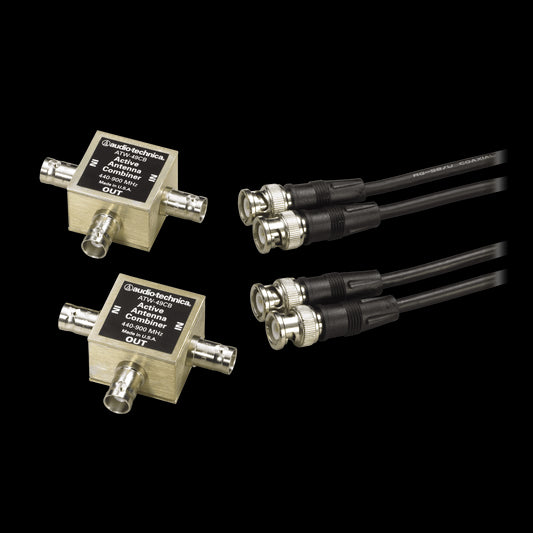 Audio-Technica ATW-49CB Active Antenna Combiner Kit for Wireless Systems displayed on a white background.