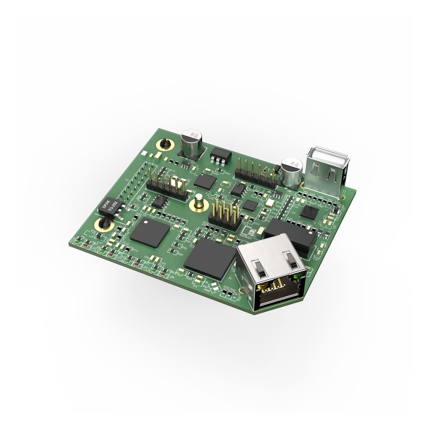 AUDAC ANI44XT Dante Audio Network Interface featuring 4 input and 4 output channels designed for WaveDynamics amplifiers.