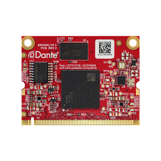 AUDAC ANM88 Dante and AES67 Networked Audio Module with 8x8 license for LUNA-U, showcasing its sleek design and connectivity options.