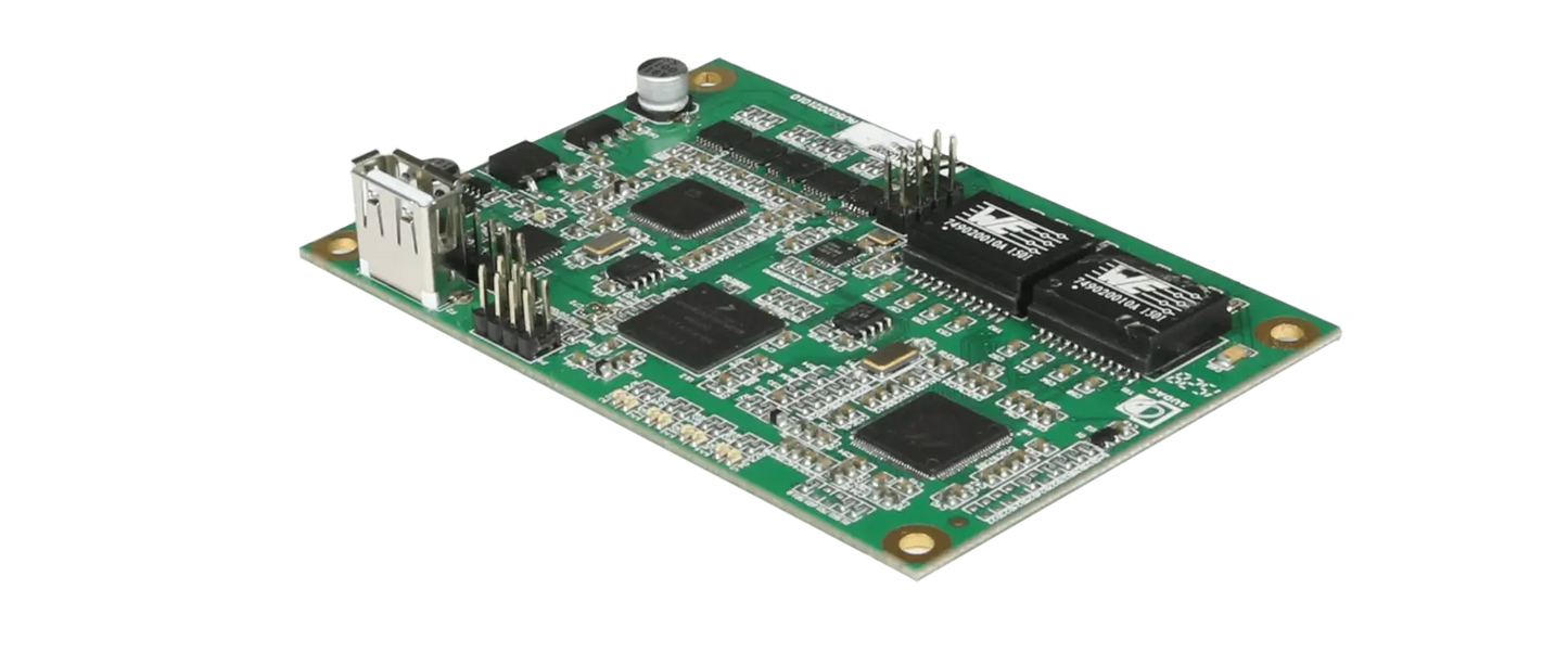 AUDAC ANX44X Dante Audio Network Interface featuring 4 inputs and 4 outputs, designed for high-quality audio networking.