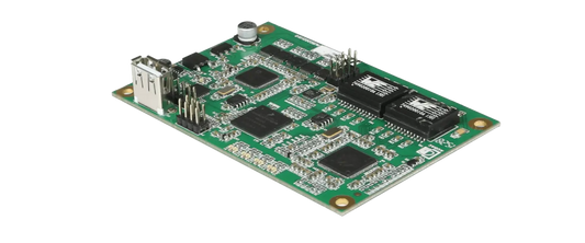 AUDAC ANX44X Dante Audio Network Interface featuring 4 inputs and 4 outputs, designed for high-quality audio networking.