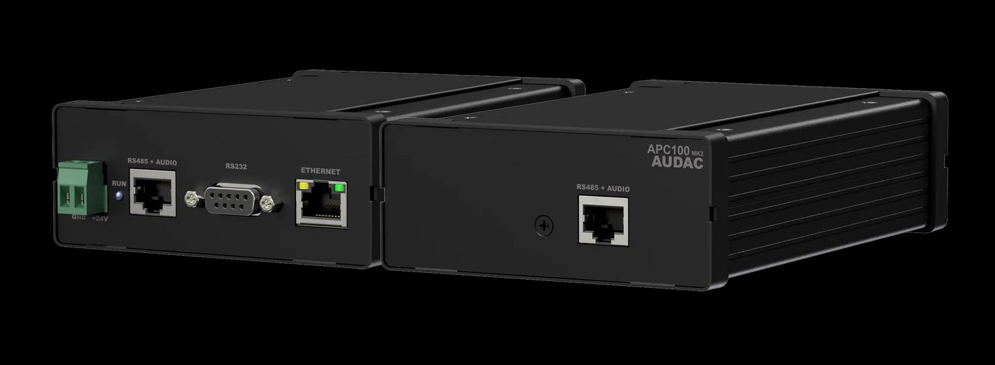 Audac Universal configuration and control unit MK2 version, showcasing its design and features.