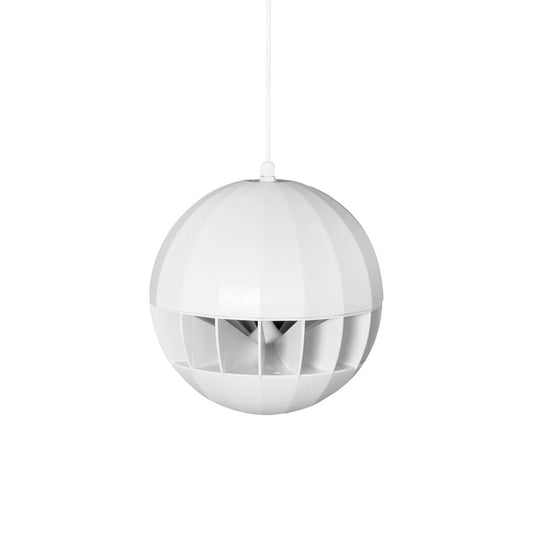 Audac Spherical hanging sound projector in white color, designed for 100V systems, showcasing its sleek and modern design.