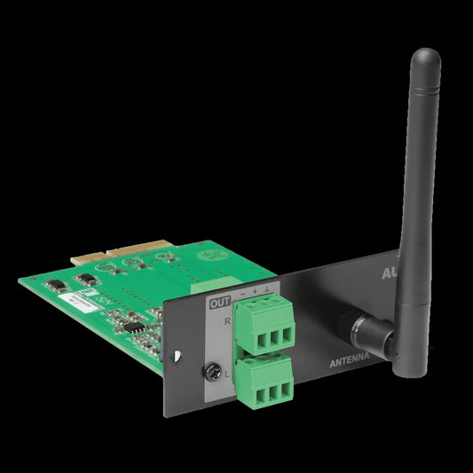 Audac SourceCon professional Bluetooth module displayed with a shadow effect.