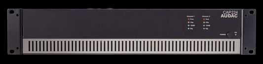 Audac dual-channel power amplifier with a power output of 2 x 240W designed for 100V systems.