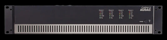 Audac Quad-channel power amplifier with 4 channels, each delivering 120W power for 100V systems.