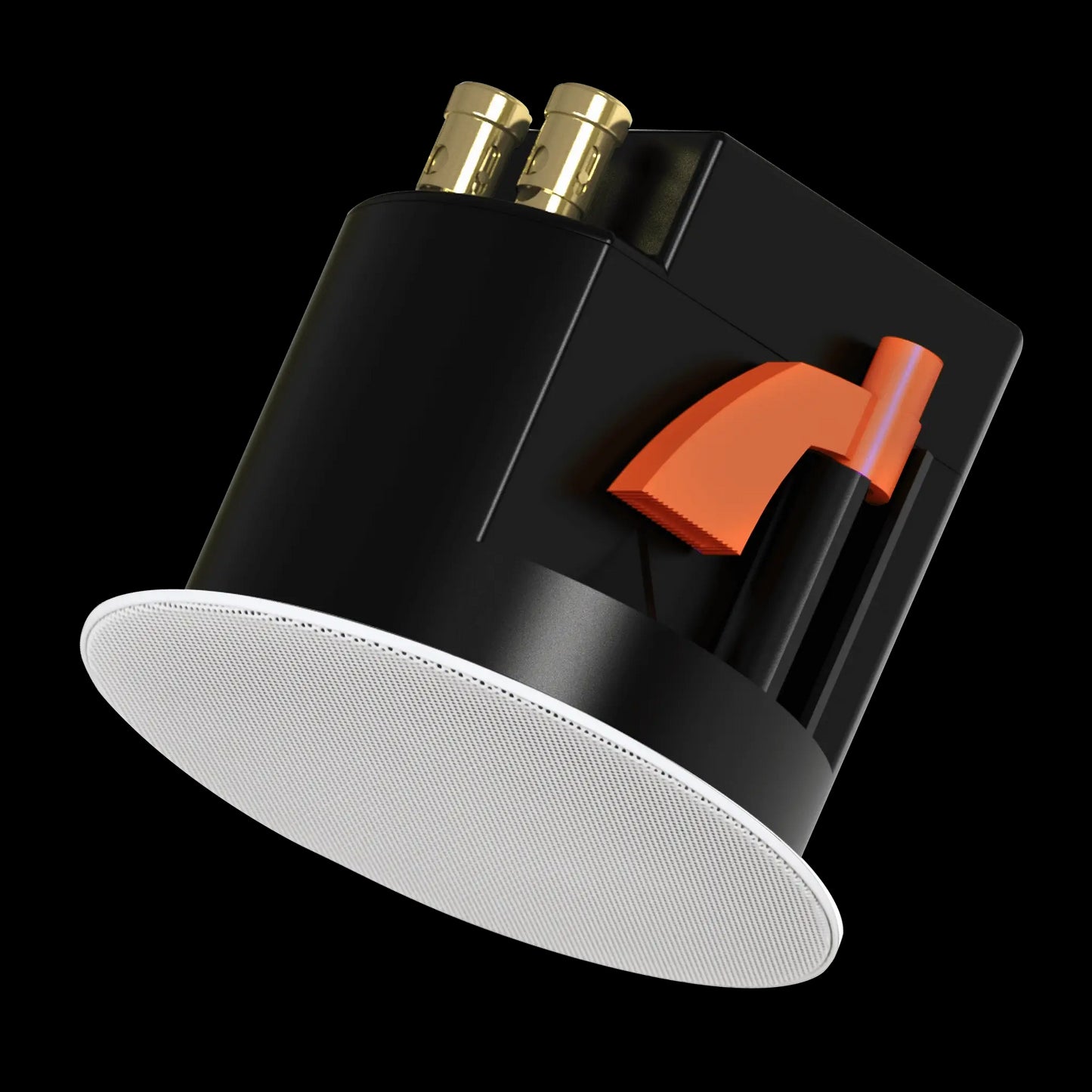 Audac high-end ceiling speaker in white, 2-inch version, designed for 8Ohm compatibility.
