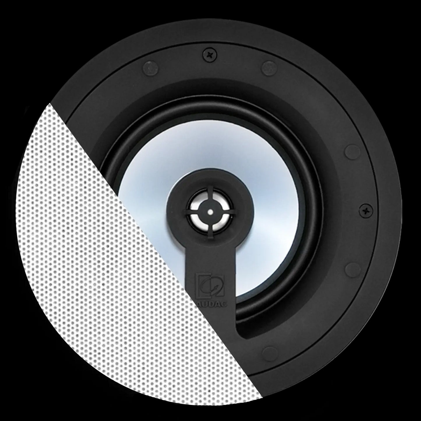 Audac high-end 2-way 6-inch ceiling speaker in white, designed for high-quality audio performance.