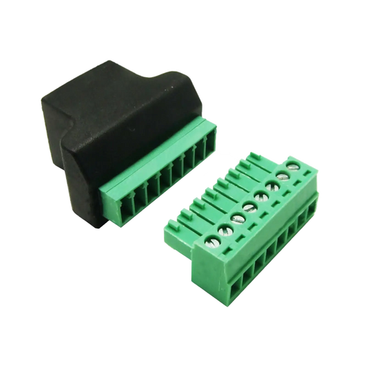 AUDAC CTA845 Cable Test Adapter featuring RJ45 and 8-Pin Terminal Block Connectors