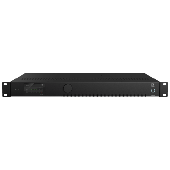 AUDAC LUNA-U Unified Audio Matrix Processor, showcasing its sleek design and features for flexible and scalable audio distribution.