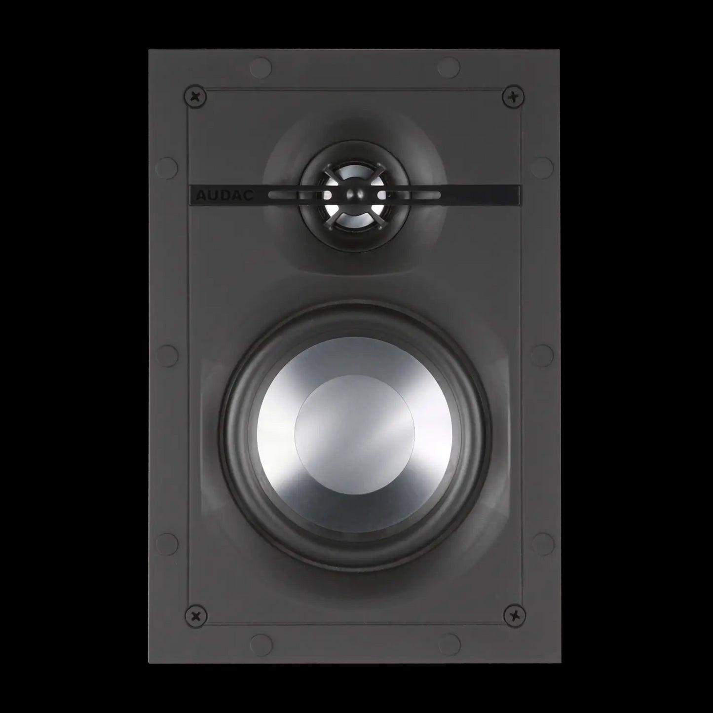 Audac high-end 2-way in-wall speaker with a 5-inch driver, designed for premium audio performance.