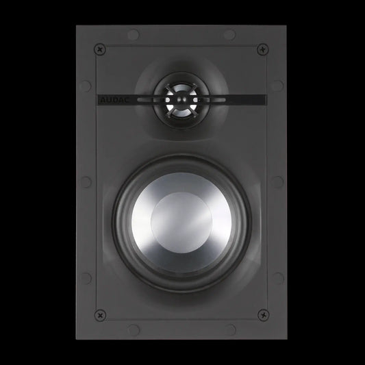 Audac high-end 2-way in-wall speaker with a 5-inch driver, designed for premium audio performance.
