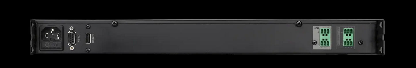 Back view of the Audac Media player and recorder showcasing its design and features.
