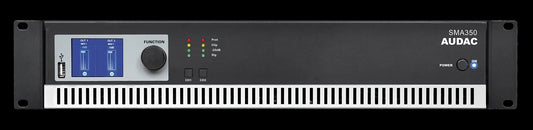 Audac WaveDynamics dual-channel power amplifier with a power output of 2 x 350W.