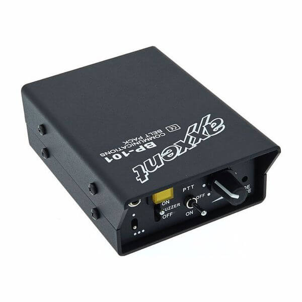 Axxent BP101 Belt Pack sound and light alarm with vibration option, showcasing its design and features.