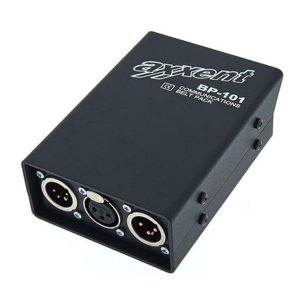 Axxent BP101 Belt Pack sound and light alarm with vibration option displayed in an image.