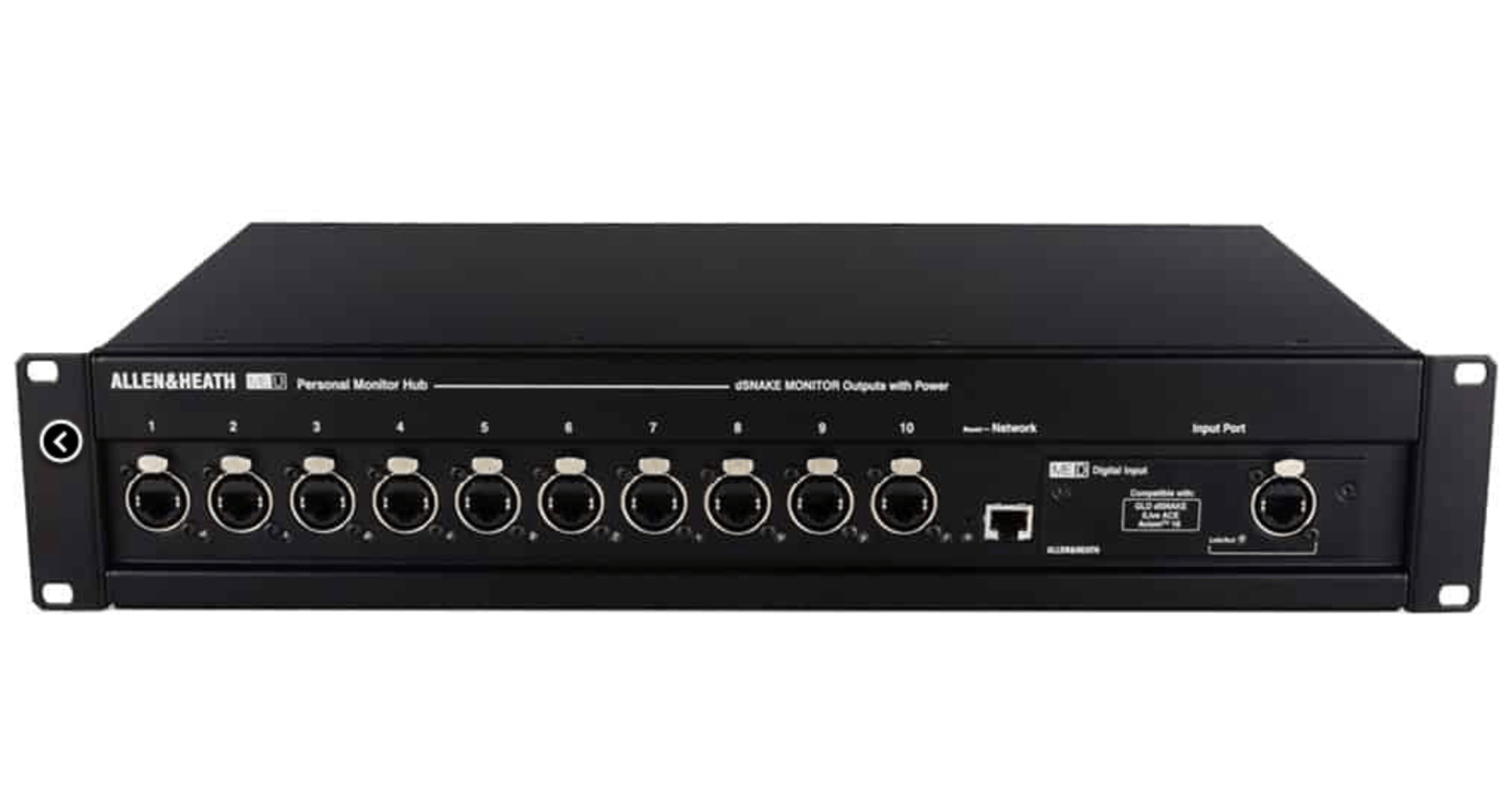 Â Allen & Heath ME-U - 10 Port PoE Hub for ME-1 Mixers with ME-D Option Card form the front
