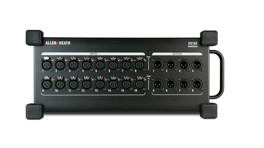 Allen & Heath dLive DX168 - Audio Rack (96kHz, 16 XLR In, 8 XLR Out) for SQ and Avantis from the front