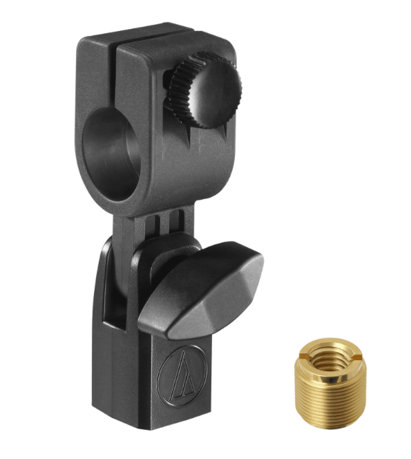 Microphone clip for the Audio-Technica ATM450 microphone with side-address design and accessories