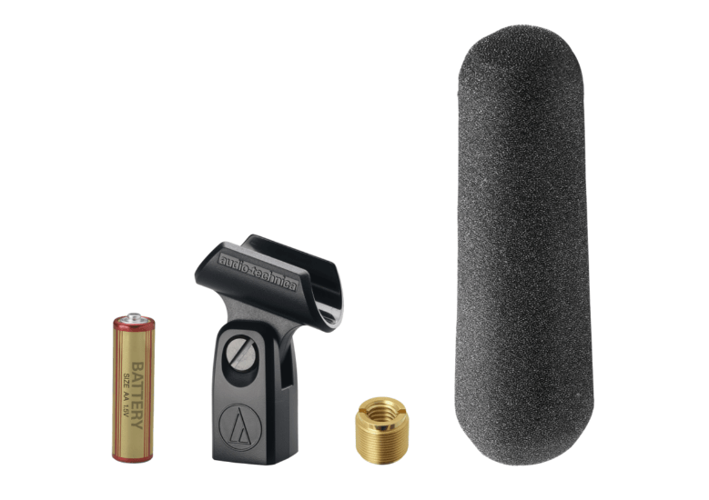 Clip and windscreen for Audio-Technica AT897 - Compact Shotgun Microphone