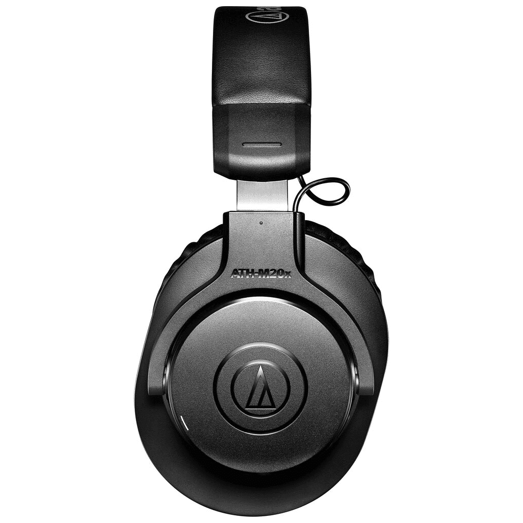 Side view of Audio-Technica ATH-M20xBT wireless headphones, showcasing their premium design and on-ear controls.