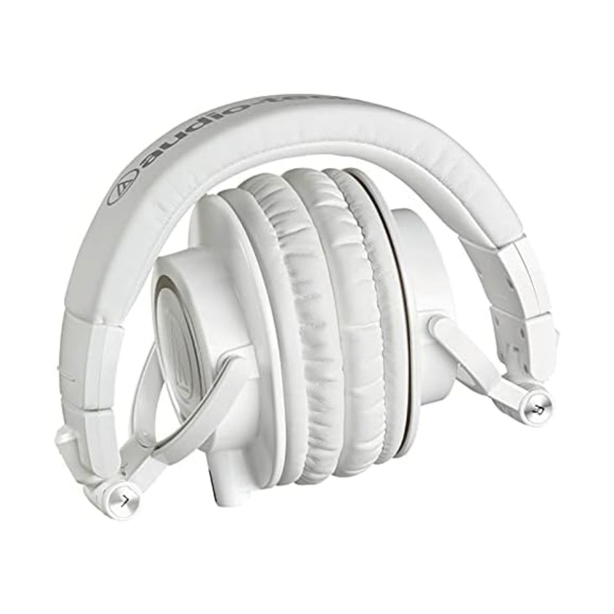 Folded view of Audio-Technica ATH-M20xBT wireless headphones, showcasing their premium design and on-ear controls.