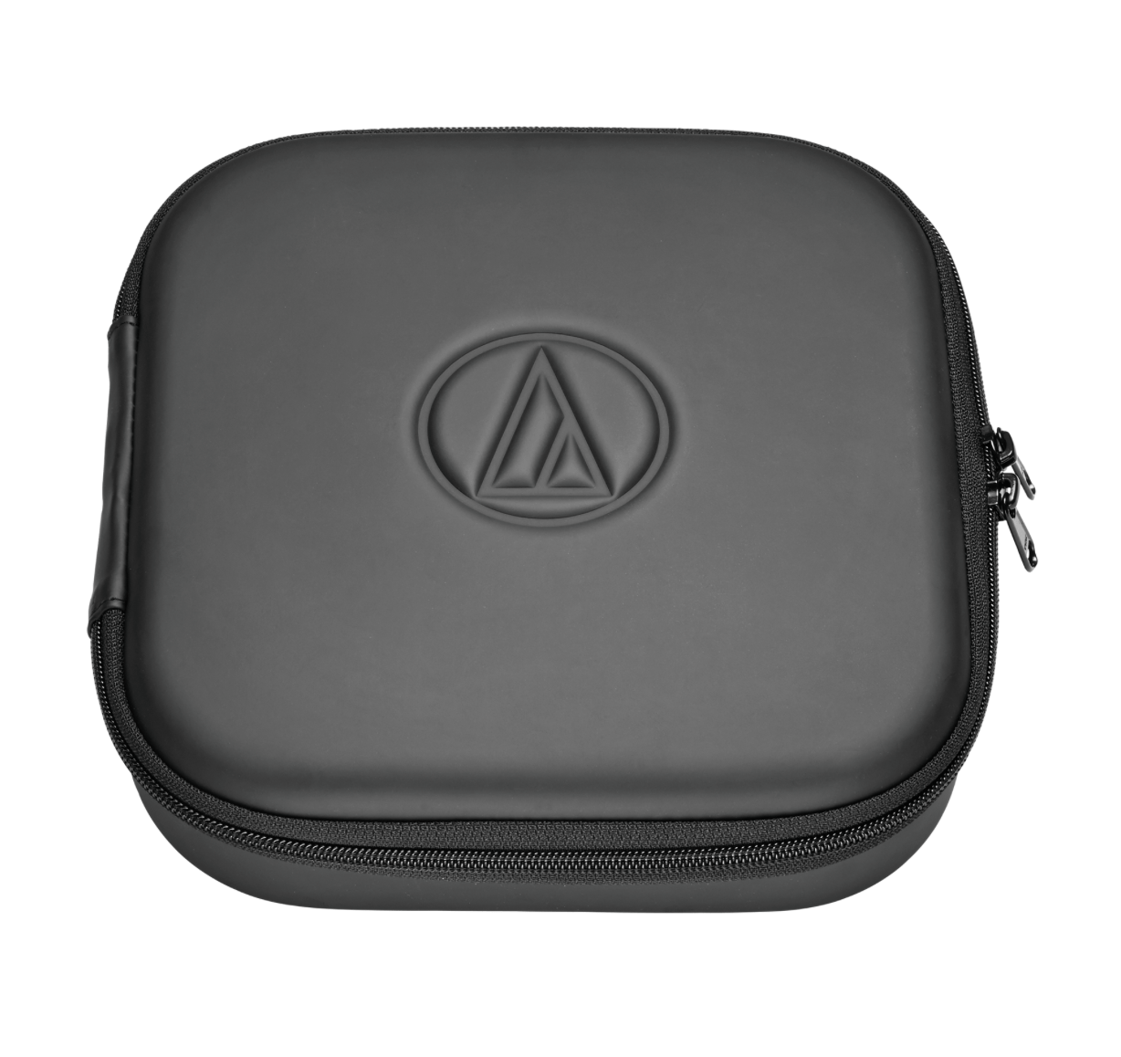 Storage case for the Audio-Technica ATH-M70x headphones displaying their fold-flat design and interchangeable cables, ideal for professional audio tasks.
