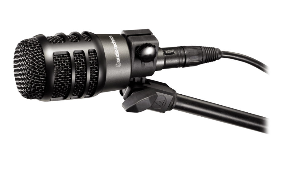 Audio-Technica ATM250 - Hypercardioid Dynamic Instrument Microphone on a microphone stand