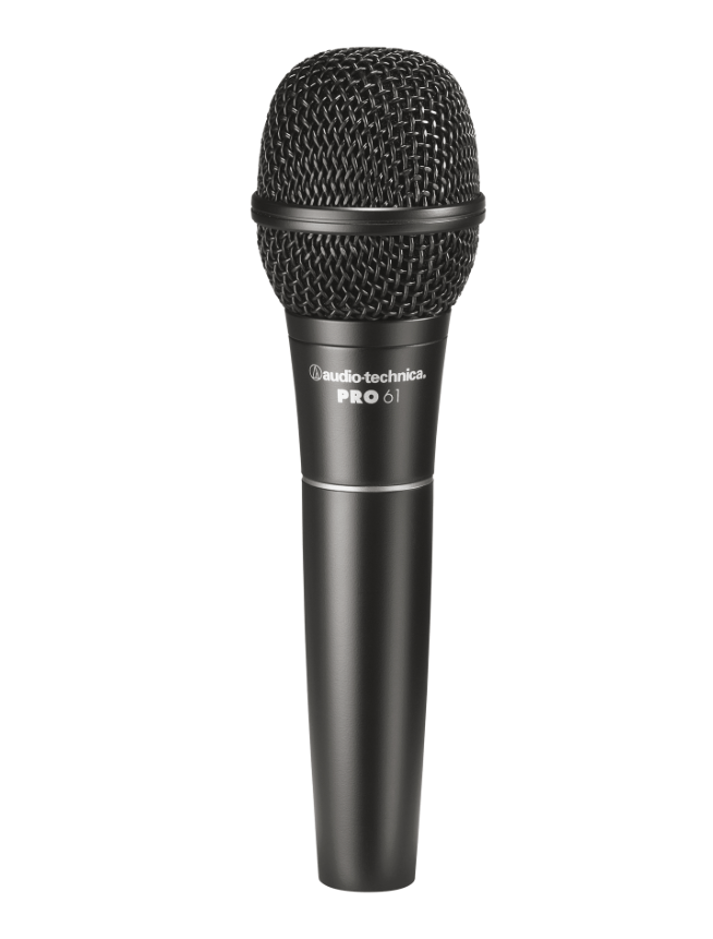 Performer singing into an Audio-Technica PRO61 microphone, showcasing its clear and natural vocal reproduction during a live concert.