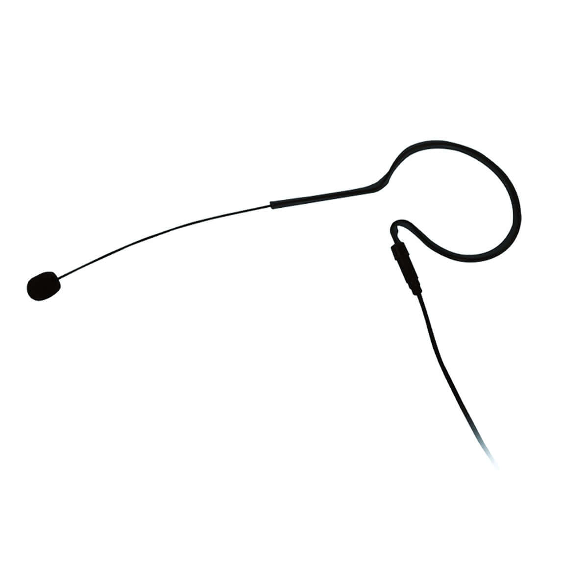 AUDAC CMX706/B Clip-On Ear Microphone in black, an omnidirectional headset condenser microphone designed for clear audio capture.