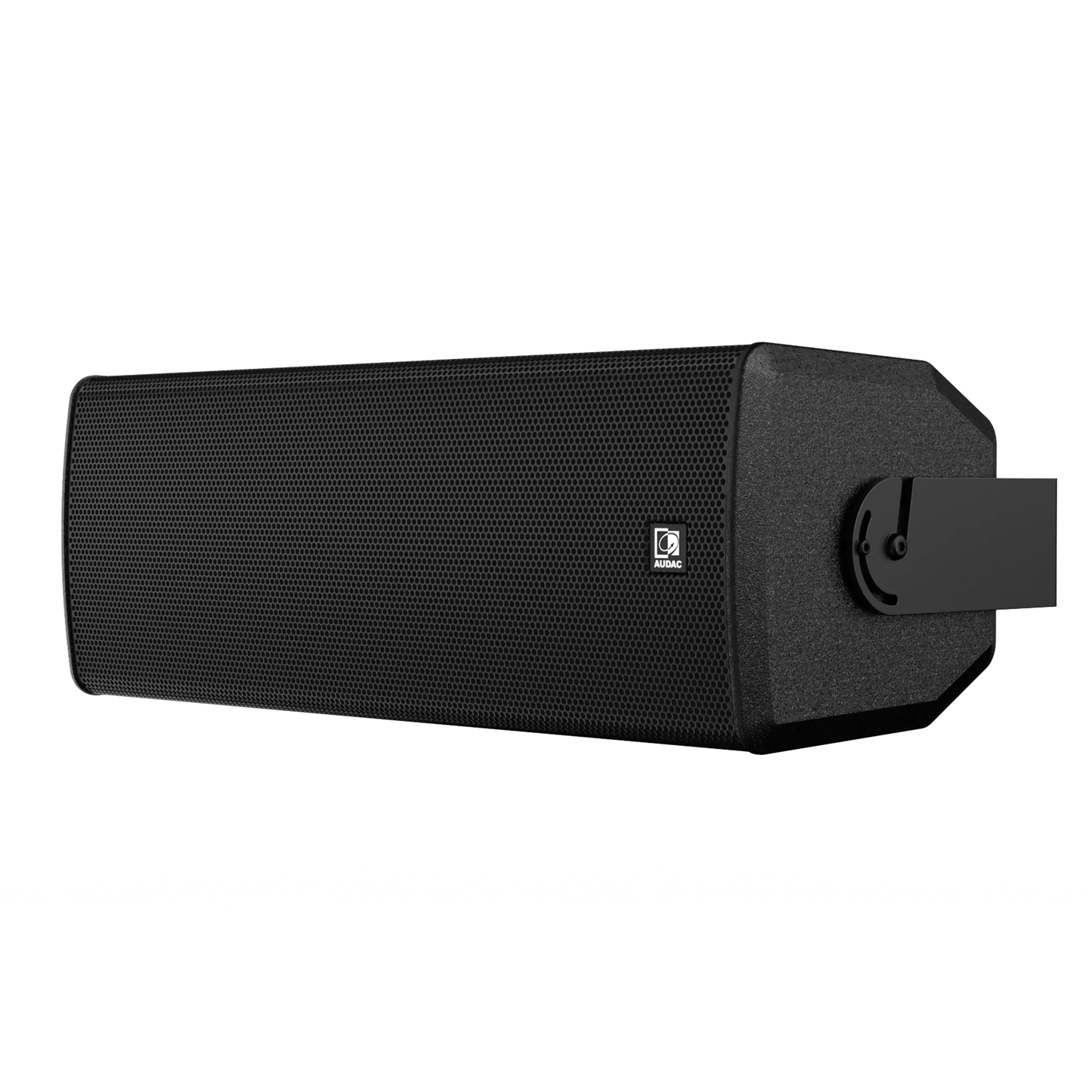 AUDAC VEXO208 Compact 8-Inch High Performance 3-Way Loudspeaker in black with mounting bracket.