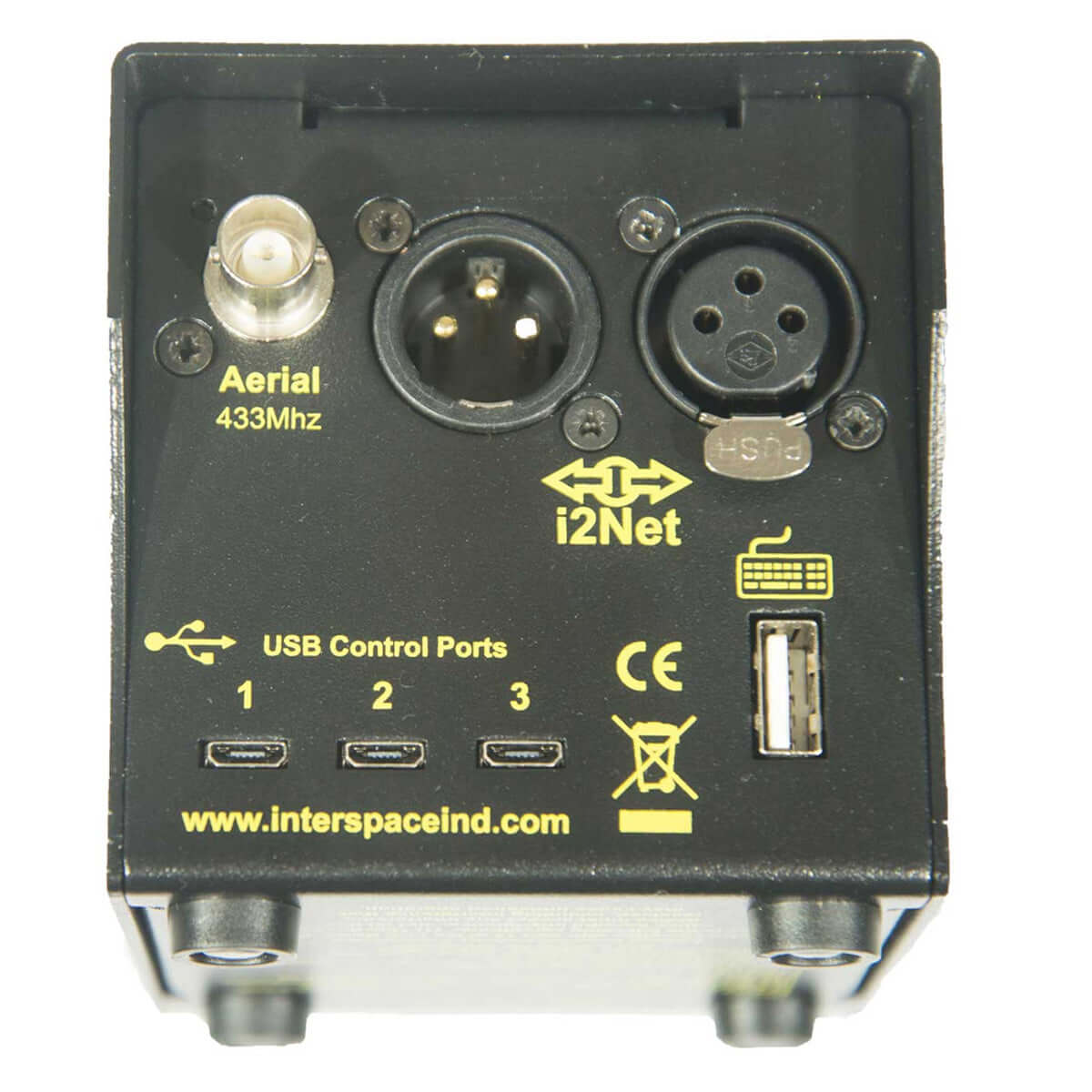 HIVE INDUSTRIES MicroCue3 USB Cueing System featuring a 2-button laser handset and three USB ports for multi-computer control.