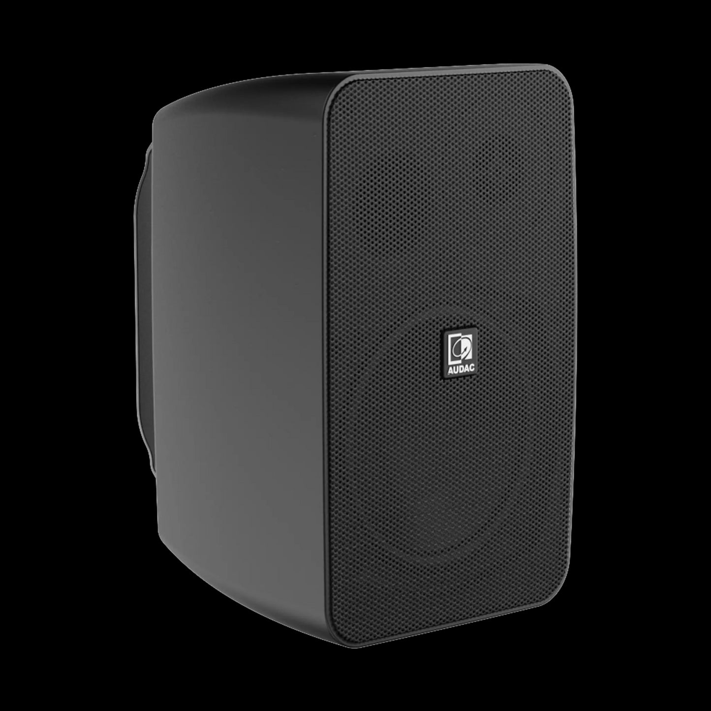 Audac 2-Way Stereo active speaker system in black, featuring dual 40W speakers.