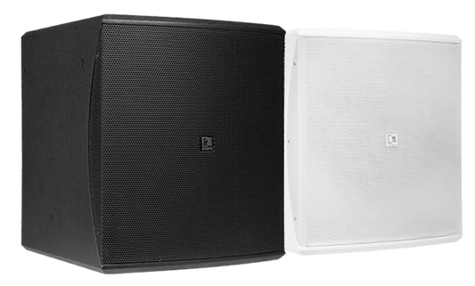 AUDAC BASO10 Compact 10-inch Bass Reflex Cabinet in black, showcasing its sleek design and robust build.