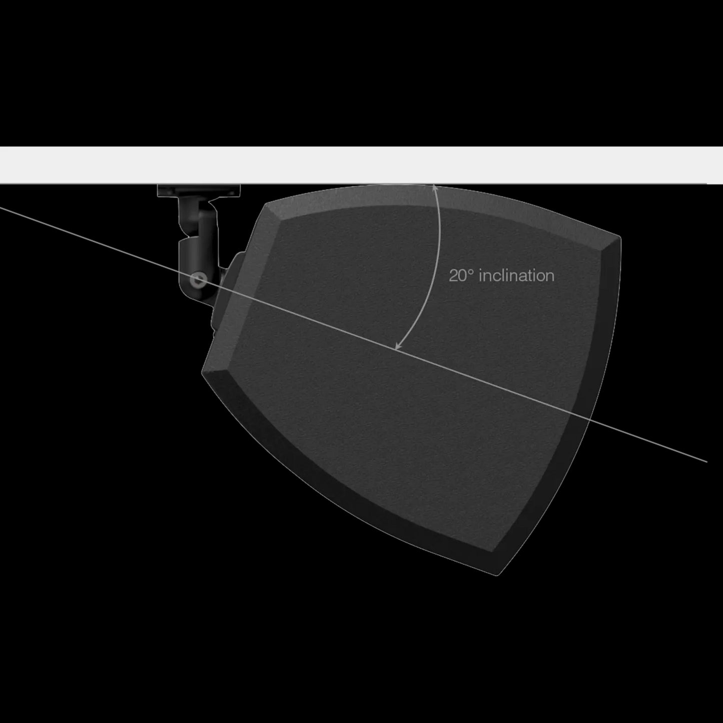 Audac Compact high-power speaker in black color with an 8-inch driver, shown at a 20-degree angle.